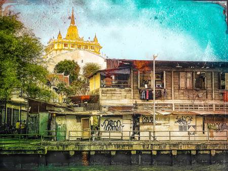 Wat Saket, The Golden Mount, Tempel in Bangkok, Thailand, Fotokunst, Retro, Vintage 2020