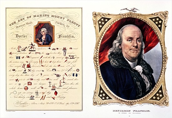 Benjamin Franklin (1706-90) 1847  (see also 210044) von N. Currier