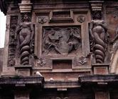 The 'Fontana dell'Organo' (Fountain of the Organ) detail of caryatids and reliefs, designed by Pirro C18th