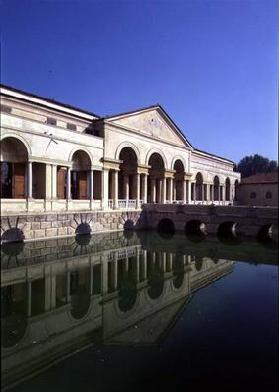 The Loggia di Davide (or D'Onore) and the fishponds seen from the garden designed by Giulio Romano ( 19th