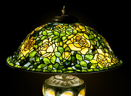 A Detail Of The Shade Taken From A ''Rose'' Leaded Glass Turtleback Tile And Bronze Table Lamp von 