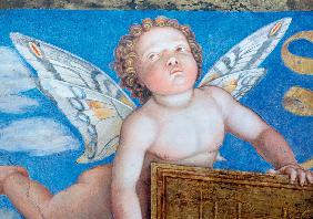 cherub, butterfly wings color azure