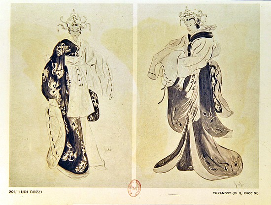 Costume designs for the opera ''Turandot'' by Giacomo Puccini (1858-1924) by Cozzi, Iudi von 