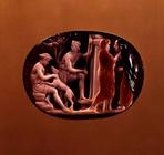 Cameo of Hippolytus with a hunting companion and Phaedra with the wetnurse, 1st century BC (sardonyx 1581