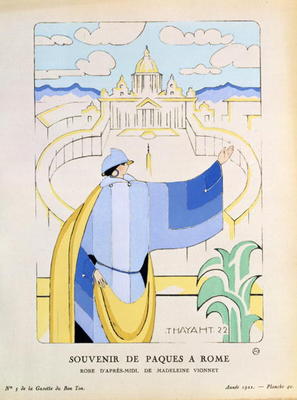 Gazette du Bon Ton; No.5, Souvenir de Paques a Rome, afternoon dress by Madeleine Vionnet, by Thayah von 