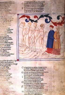 Inferno XXIX f.21r Geri del Bello in the Circle of the Falsifiers, from the Divine Comedy, 13th cent von 