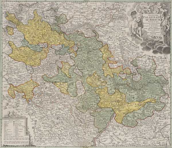 Landkarte der Rheinpfalz um 1710 von 