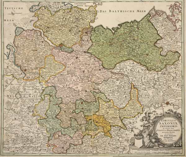 Niedersachsen, Landkarte um 1710 von 