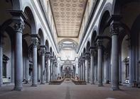 Nave and choir of Santo Spirito, Florence, designed by Filippo Brunelleschi (1377-1446) (photo) 1866