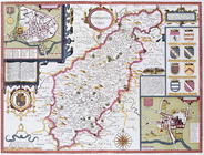 Northamtonshire, engraved by Jodocus Hondius (1563-1612) from John Speed's 'Theatre of the Empire of 27th-