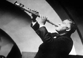 New Orleans jazzman Sidney Bechet here playing the soprano saxophone in the 40'