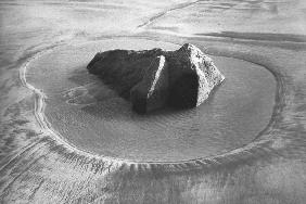 Rock on sand, Porbandar (b/w photo) 