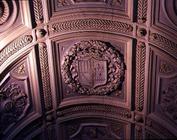 Stucco ceiling vault decoration on the stairs depicting the Chigi family coats of arms, c.1510 (phot 18th