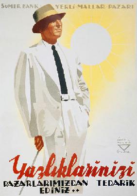 Turkey: Sumer Bank advertising poster by Ihap Hulusi Gorey c. 1930s