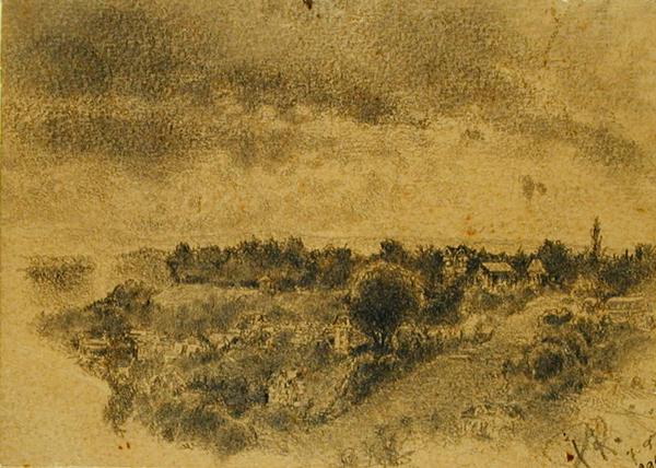Untitled (Berne, view onto the Rosengarten) 1897 (pencil and brush on paper)  von 