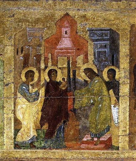 The Presentation in the Temple, Russian icon from the iconostasis in the Cathedral of St. Sophia von Novgorod School