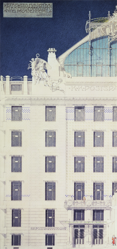 Post Office Savings Bank, Vienna, design showing detail of the facade von Otto Wagner