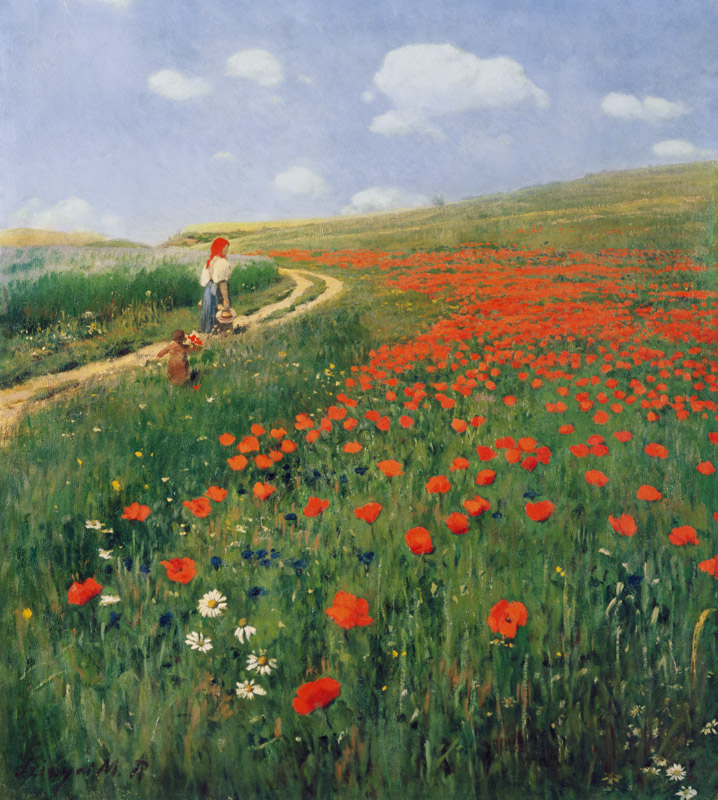 Sommerlandschaft mit blühendem Mohn von Pál Szinyei-Merse