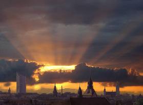 Leipzigpanorama am Abend