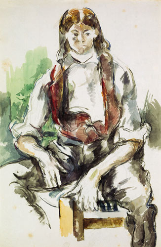 Knabe mit roter Weste - Paul Cézanne als Kunstdruck oder Gemälde.
