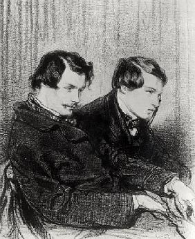 Edmond de Goncourt (1822-86) and Jules de Goncourt (1830-70) in a box at the theatre