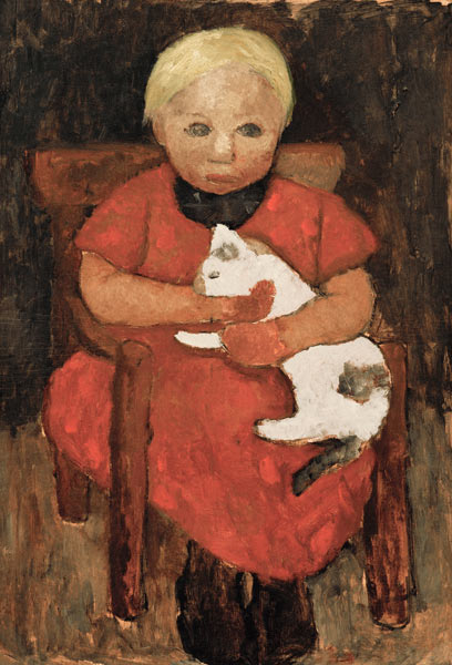 Sitzendes Bauernkind mit Katze - Paula Modersohn-Becker als Kunstdruck oder  Gemälde.