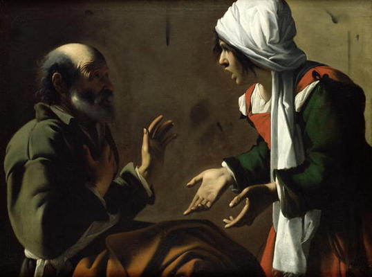 The Denial of St. Peter (oil on canvas) von Pensionante  de Saraceni