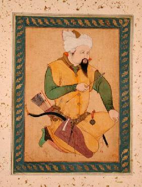 A Turkoman or Mongol Chief holding an Arrow, from the Large Clive Album 1591-92 in