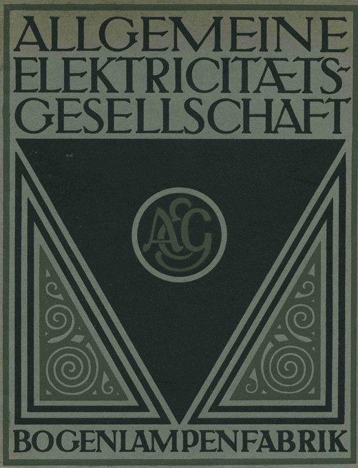 Titelblatt einer AEG Produktbroschüre von Peter Behrens