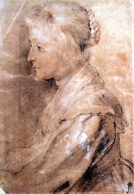 Portrait of the Daughter of Balthasar Gerbier d'Ouvilly, 1629 (black and white chalk, sanguine, pen von Peter Paul Rubens