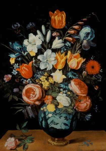 Stillleben von Blumen in einer Porzellan-Vase - Phillipe de Marlier