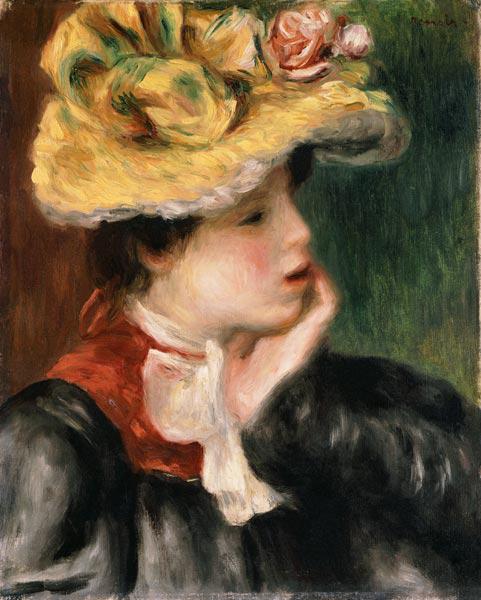 Tete De Jeune Fille Chapeau Jaune