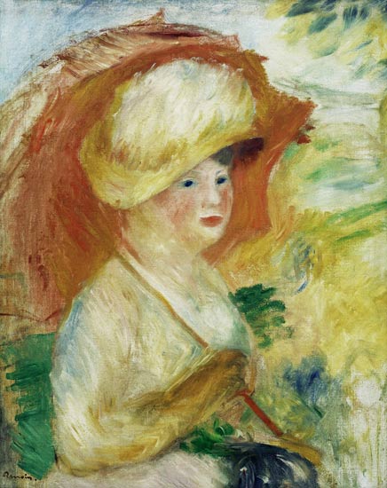 Frau mit Sonnenschirm - Pierre-Auguste Renoir als Kunstdruck oder  handgemaltes Gemälde.