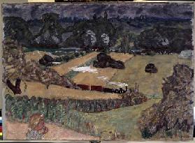 Landschaft mit Güterzug 1909