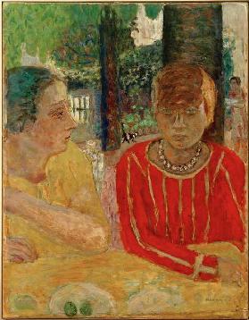 Reine Natanson et Marthe Bonnard au corsage rouge 1928