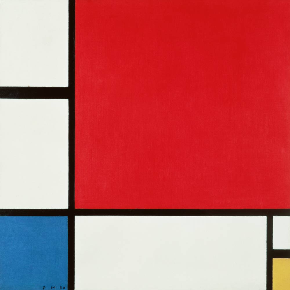 Komposition in Rot, Blau… - Piet Mondrian als Kunstdruck oder Gemälde.