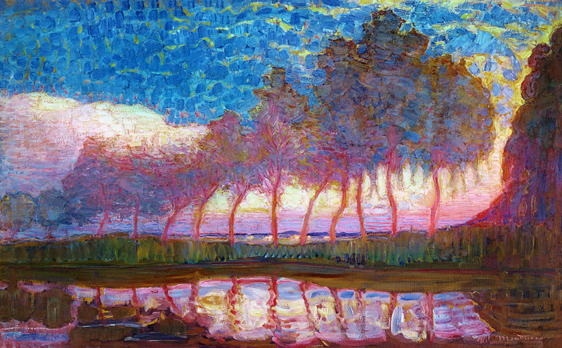 Row of Eleven Poplars in Red von Piet Mondrian