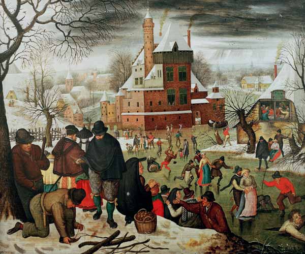 Townsfolk Skating On A Castle Moat von Pieter Brueghel d. Ä.