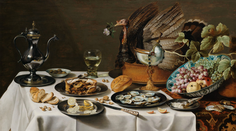 Stillleben mit Truthahnpastete von Pieter Claesz