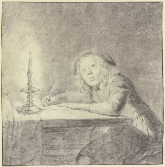 Knabe, bei Licht schreibend von Pieter Cornelisz. van Slingeland