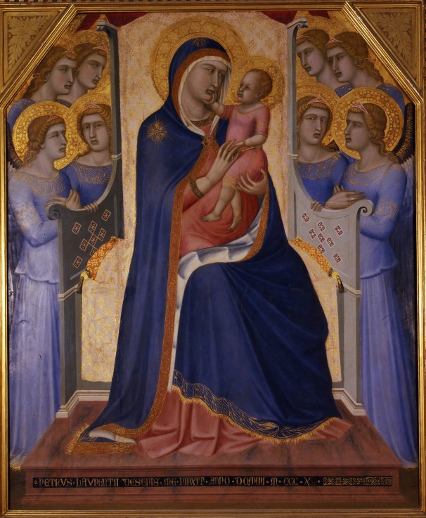 Thronende Madonna mit Kind zwischen Engeln von Pietro Lorenzetti