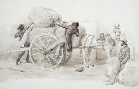 Cotton Bales at Charleston (pen & wash on paper)