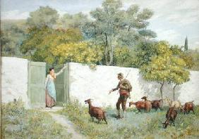 Scene at Montone - The Goatherd 1866  on