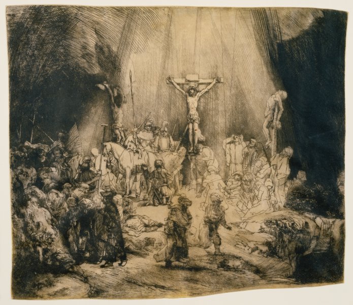 Christus am Kreuz zwischen den zwei Schächern: "Die drei Kreuze" von Rembrandt van Rijn