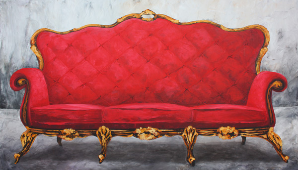 Rotes Sofa - Renate Berghaus als Kunstdruck oder handgemaltes Gemälde.