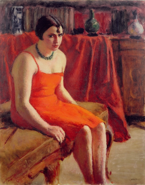 Seated Woman in a Red Dress, 1929 (oil on canvas)  von Roderic O'Conor