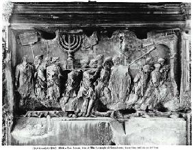 The Arch of Titus, detail of the Temple treasures being carried after the Sack of Jerusalem in 70 AD 81 AD