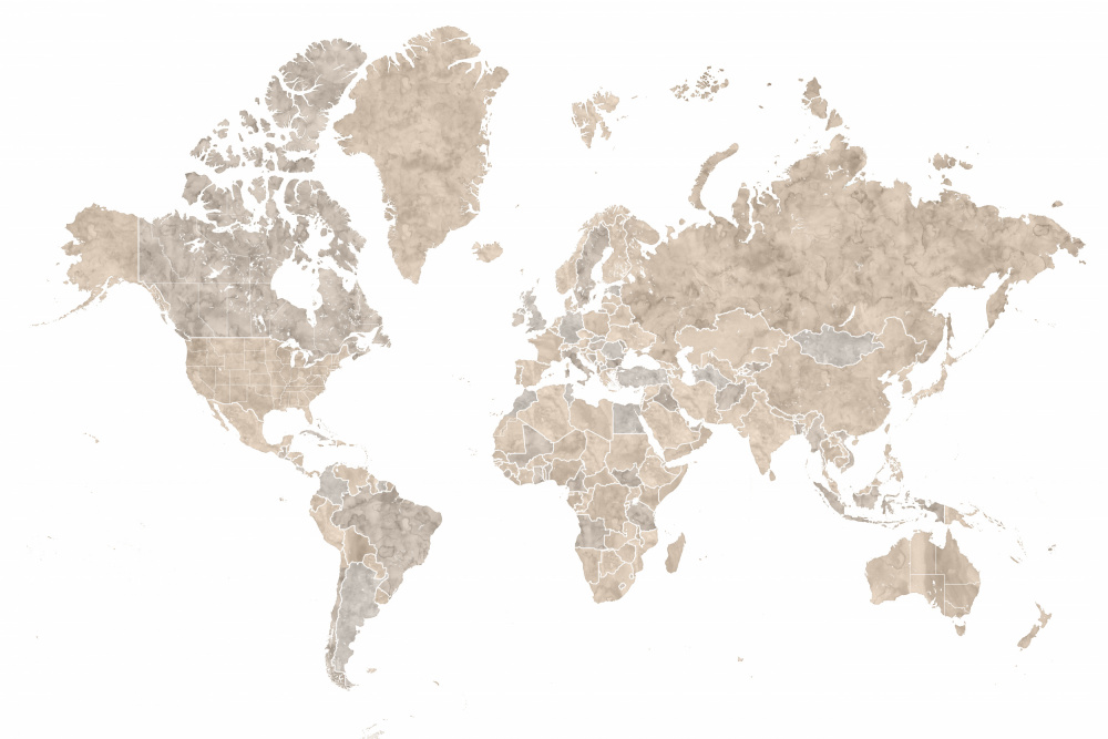 Abey-Weltkarte ohne Beschriftung von Rosana Laiz Blursbyai