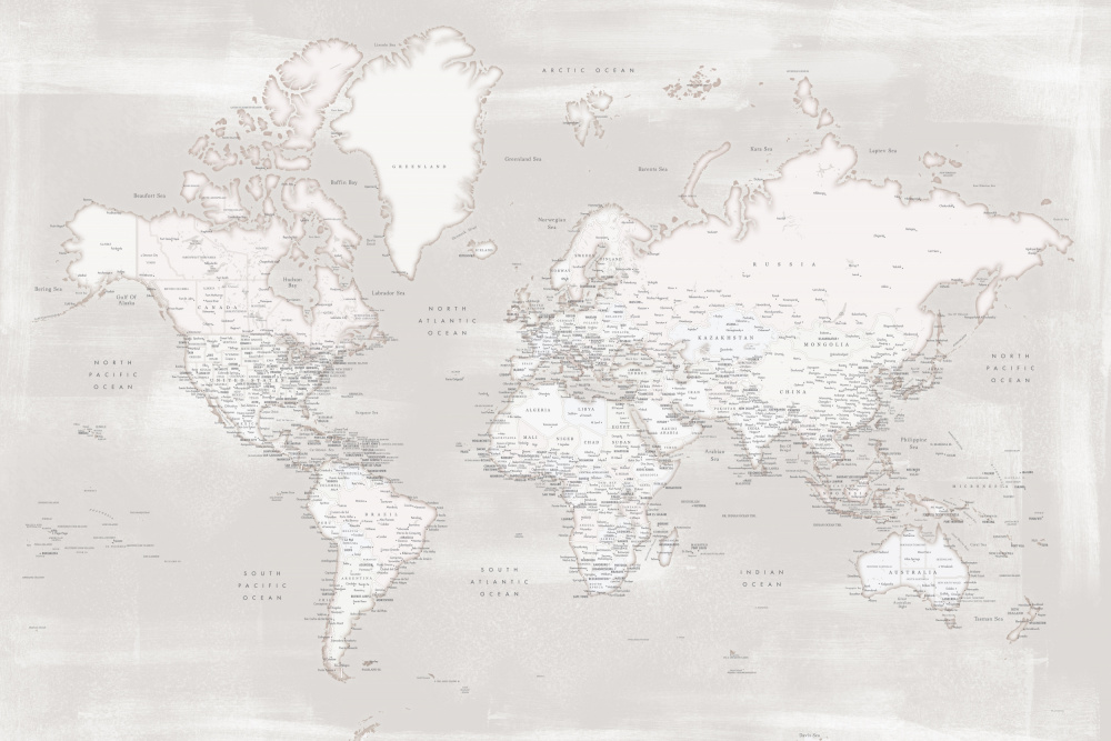 Detaillierte Weltkarte mit Städten,Maeli warm von Rosana Laiz Blursbyai