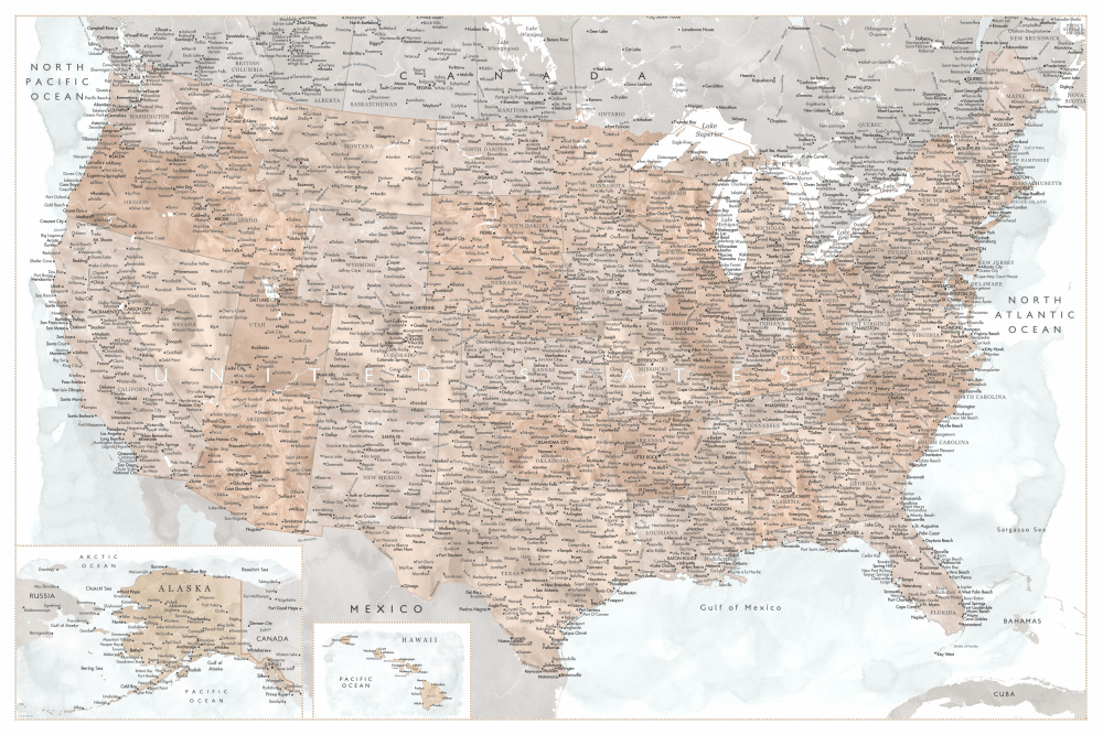 Sehr detaillierte Karte der Vereinigten Staaten,Calista von Rosana Laiz Blursbyai